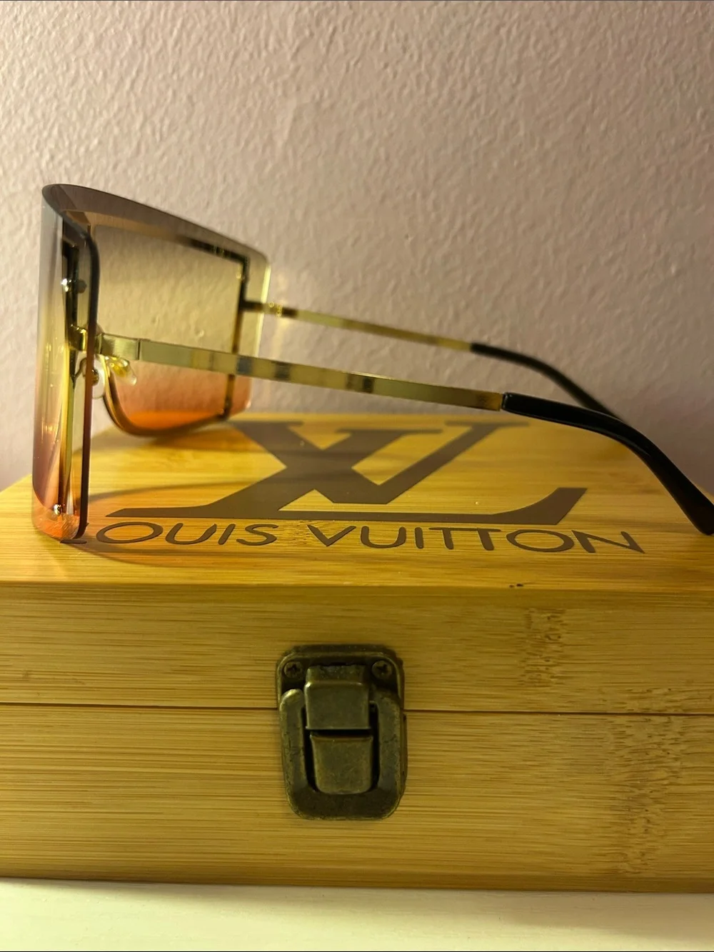 Oversized Gradient Shield Sunglasses in Brown and Orange